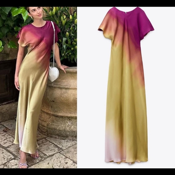 Zara | Dresses | Nwt Zara Satin Effect Tye Dye Maxi Dress | Poshmark